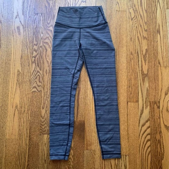 Lululemon Womens High Times Luxtreme Yoga Leggings Pants Gray Black Stripe XS - Picture 1 of 7